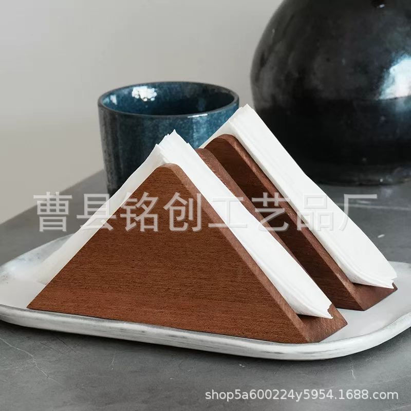 商用纸巾架立式三角实木