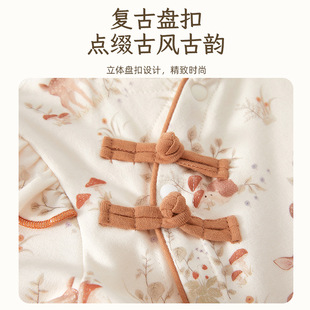 婴儿分体套装纯棉春秋款女宝国潮韩版四季衣服新生儿内衣套装a类