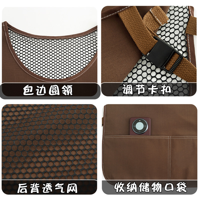 马甲式围裙家用厨房帆布坎肩餐饮印字工作服2024新款做饭韩版围腰