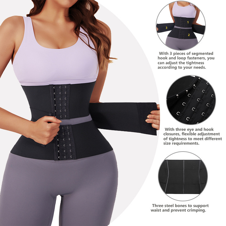 乳胶排扣束腰带三段式腰部训练器latex waist trainer运动收腹带