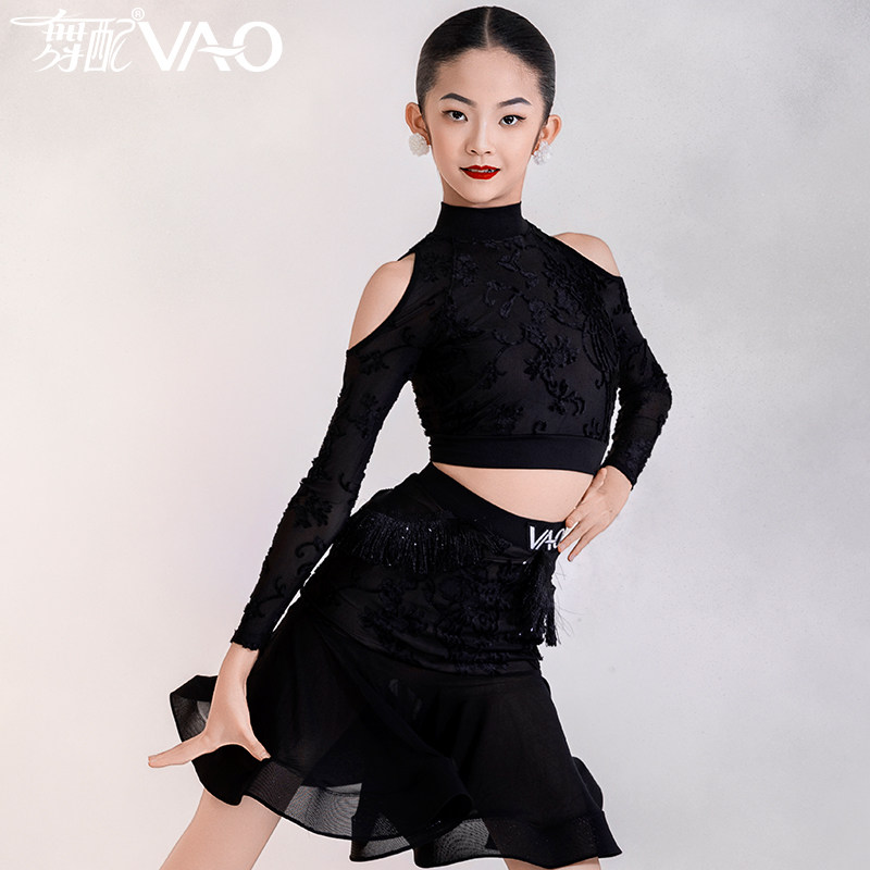 断码清仓-拉丁舞服VAO舞配舞服黑色鱼骨练习裙拉丁舞练功服女TJ