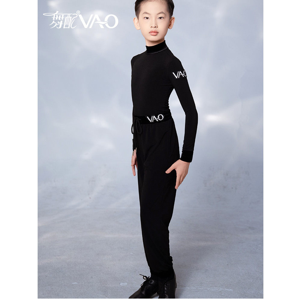 2026秋冬新款拉丁舞服VAO舞配舞服黑上衣黑裤子拉丁舞练功服男童