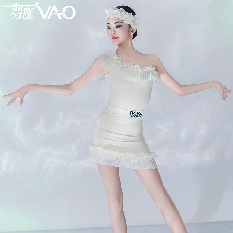 2025新款拉丁舞服VAO舞配舞服高级斜领练习舞裙拉丁舞练功服女童