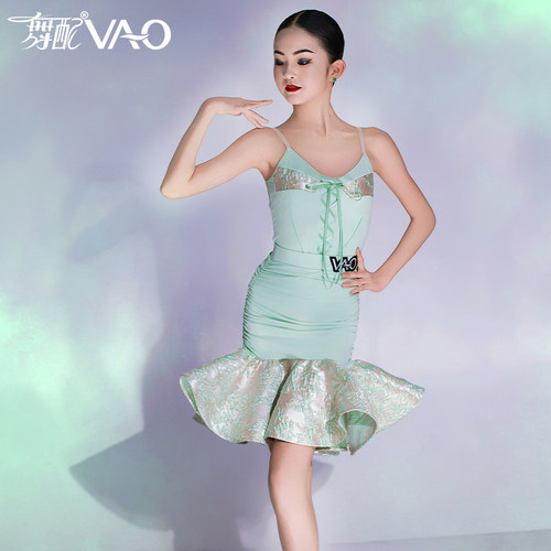 新款拉丁舞服VAO舞配高端舞服吊带表演练习服拉丁舞练功服女TJ