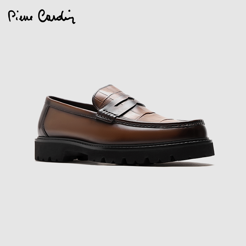 皮尔卡丹头层胎牛皮轻质乐福鞋