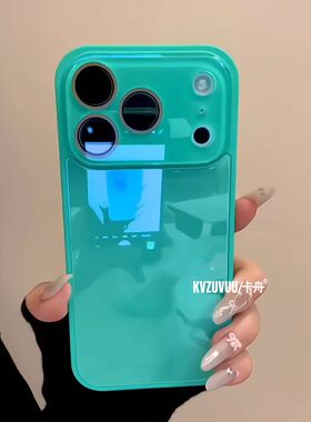 适用苹果17promax手机壳iphone16大视窗玻璃壳15自带镜头膜14网红女款13简约新款17pro纯色16pro全包手机套