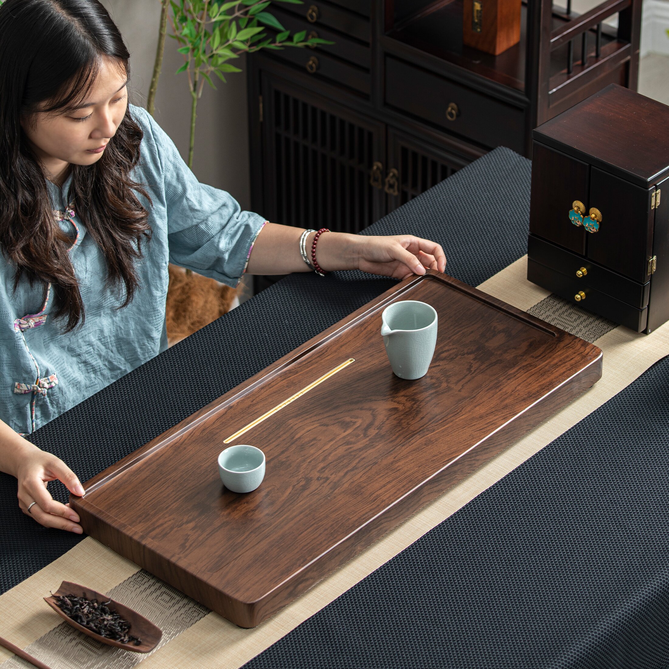电木款茶盘茶台家用2025新款办公室茶托盘茶具高端整块实木干泡台