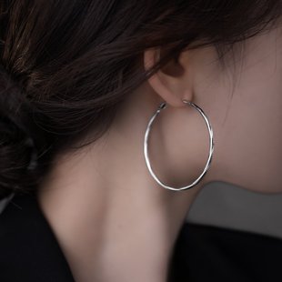 爆款 轻奢冷淡风素圈耳环女小众设计高级纯银耳饰2025新款 气质耳圈
