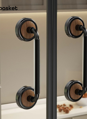 吸盘玻璃门把手免打孔强力移门推拉门把手厨房浴室柜门中古风拉手