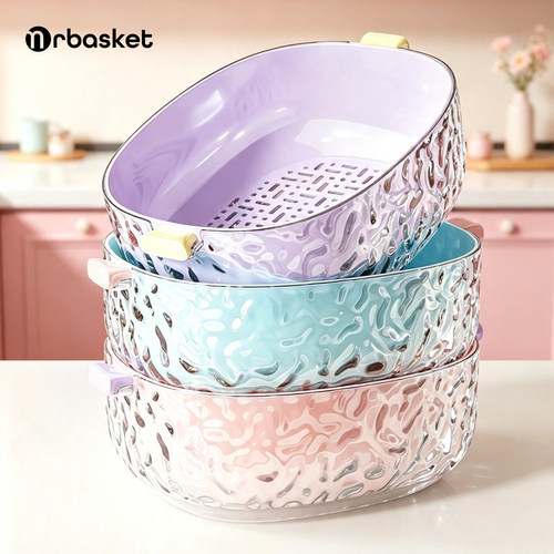 Mrbasket冰川纹双层沥水洗菜篮