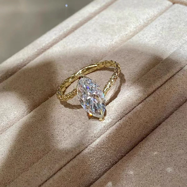 18k金5克拉马眼钻石戒指结婚钻戒订婚戒指