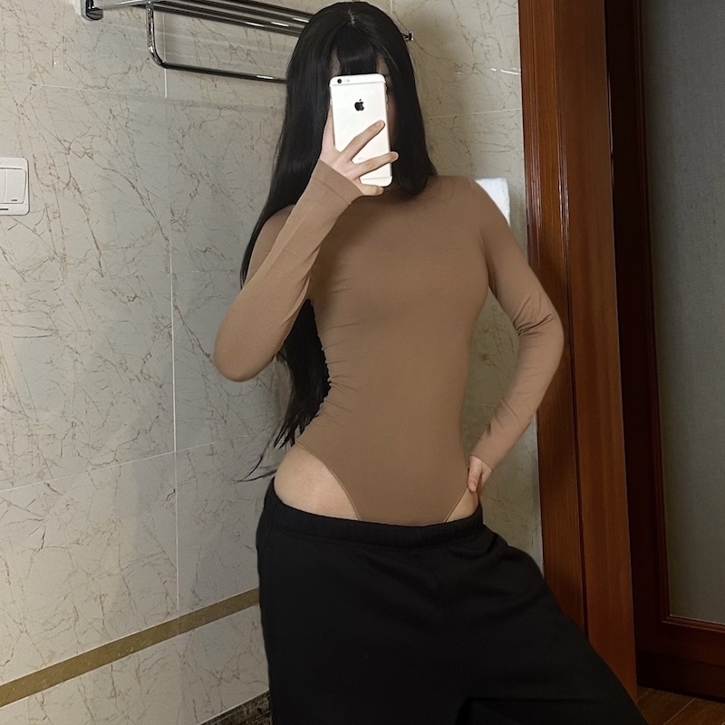 Skims平替FitsEverybody内衣纯色塑身高腰显瘦长袖内搭百搭连体衣