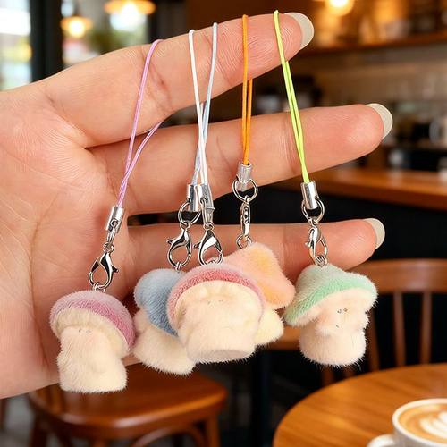 同款创意ins植绒可爱小蘑菇手机绳配饰手机链钥匙扣挂件