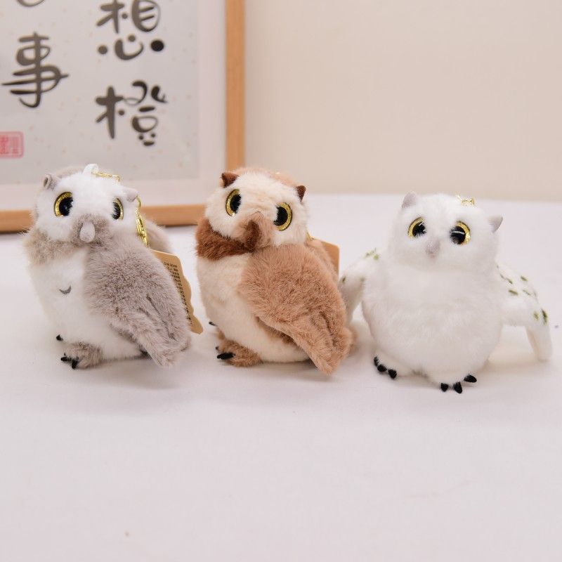 新款小鸟公仔挂件毛绒钥匙扣猫头鹰玩偶儿童礼物包包饰品背包挂饰