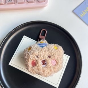 潦草小熊毛绒钥匙扣学生书包挂件卡通胸针玩偶咖色可爱礼物萌配饰