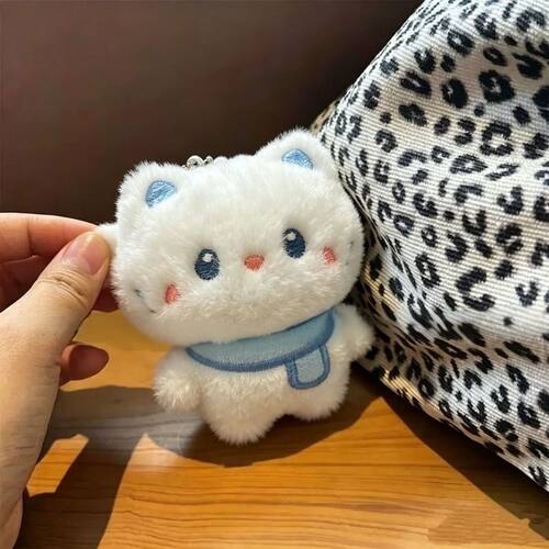 新款蓝色系挂饰书包毛绒挂件 创意可爱猫兔ins公仔钥匙链
