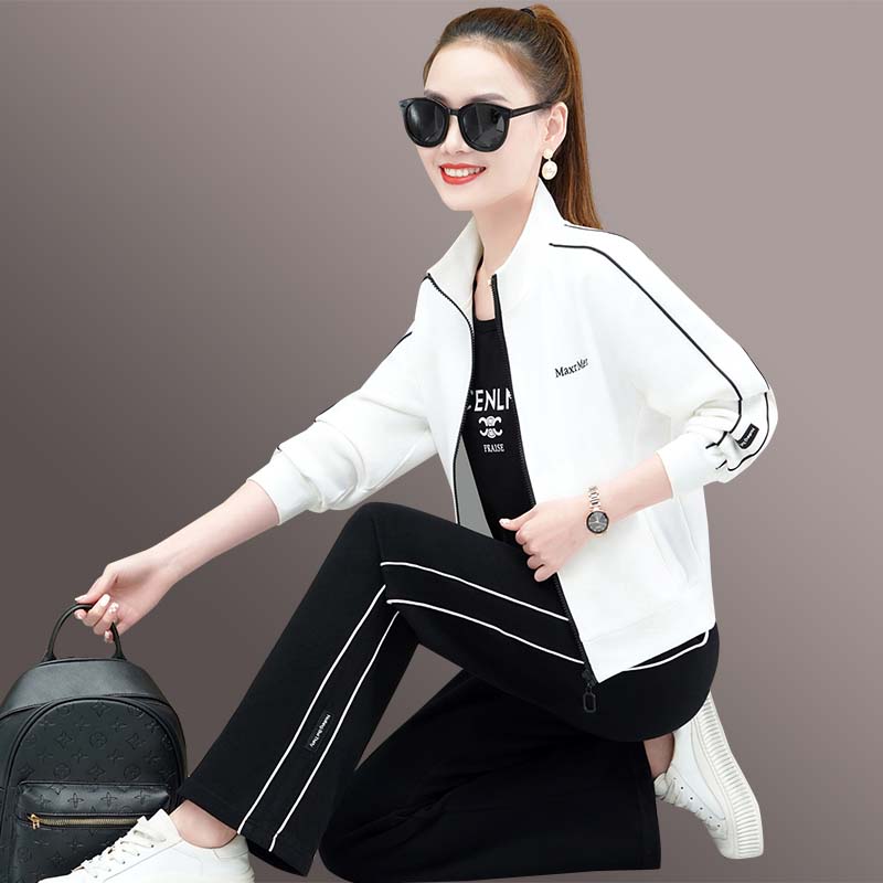 迈耐克斯运动服套装女春秋2025新款时尚洋气显瘦卫衣休闲服三件套
