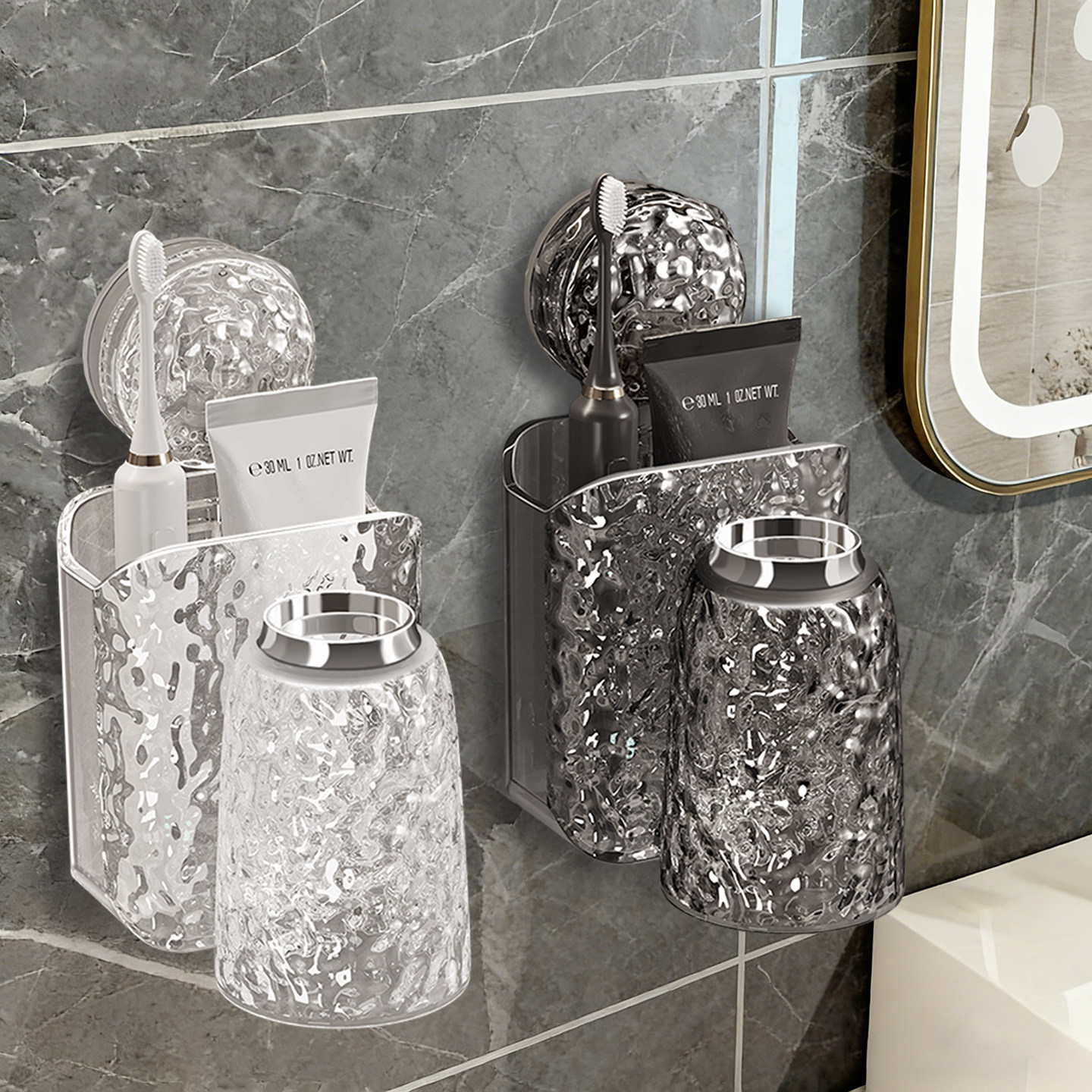 牙刷置物架牙刷架壁挂式吸盘免打孔牙膏牙杯漱口杯收纳2026新款