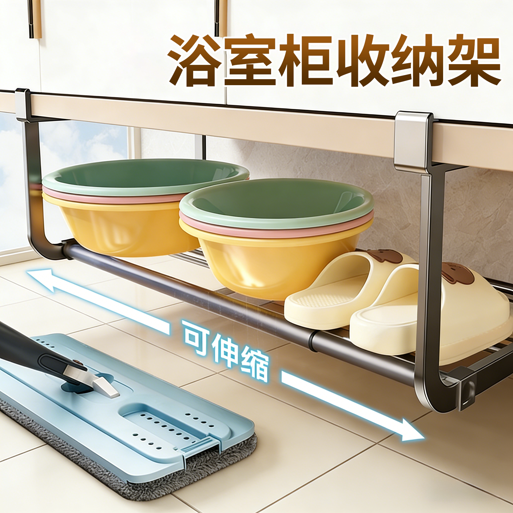 【可伸缩】悬挂式；脸盆架图片