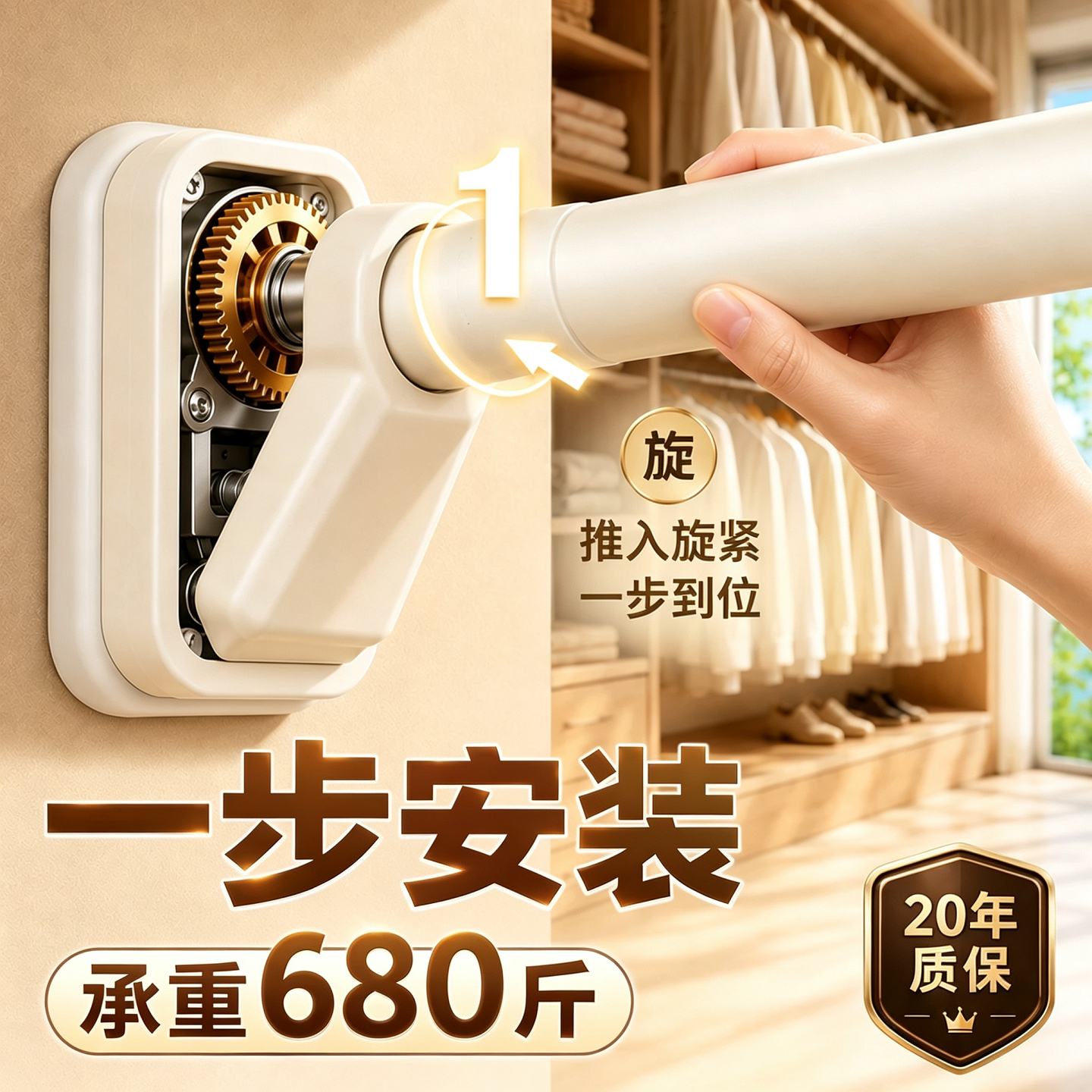 伸缩杆热销N0.1【升级一步安装】图片