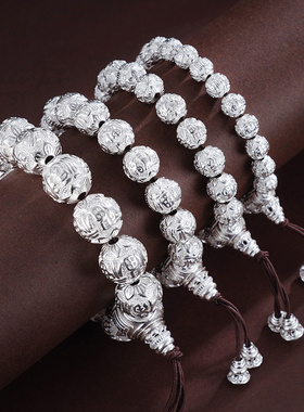 子佩集S990【百福索绕】白手串纯银【HC31142-8】独家版权原创