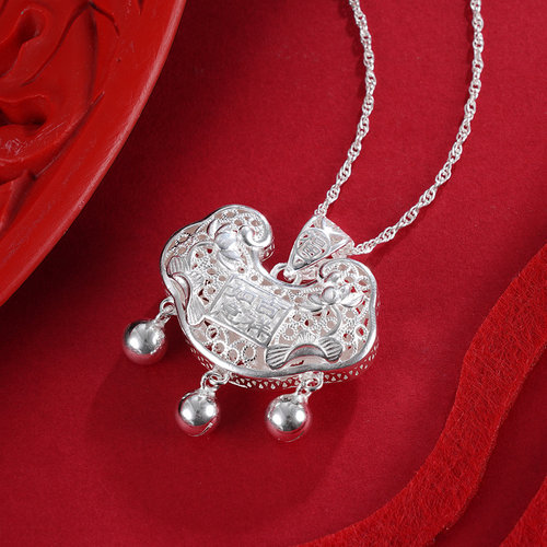 子佩集S990儿童长命锁【CM4011-5】花丝套链项链搭配链随机