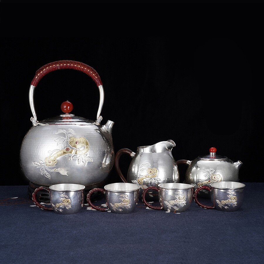 子佩集S999【如意令】嵌金提梁壶小茶壶公道杯茶杯茶具套装【ZJ00