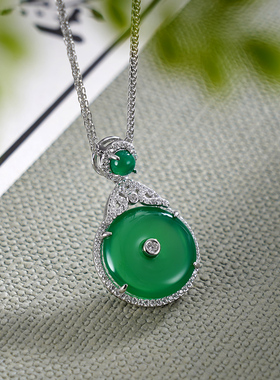 子佩集S925【凝霜藏翠】套链【DZ013999】纯银绿玉髓平安扣项链