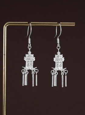 子佩集S990【清灯悠梦】耳环【LEH000029】纯银花丝宫灯流苏