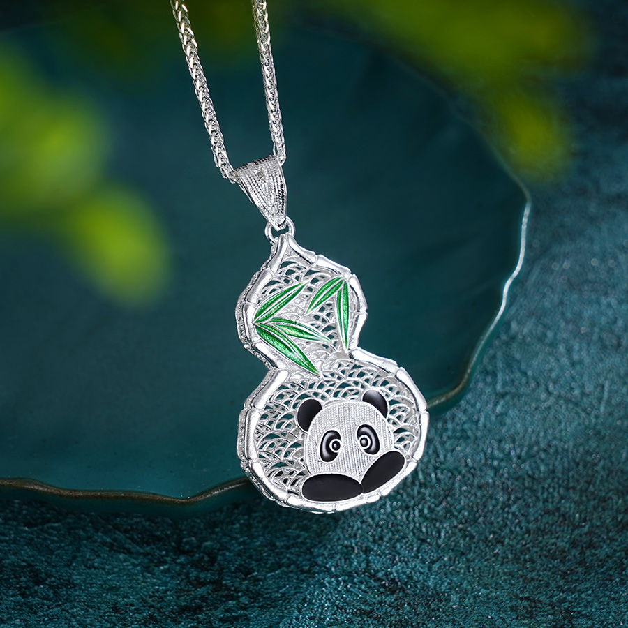 子佩集S990【竹福熊宝】套链【DSDZ011】纯银熊猫项链搭配链随机