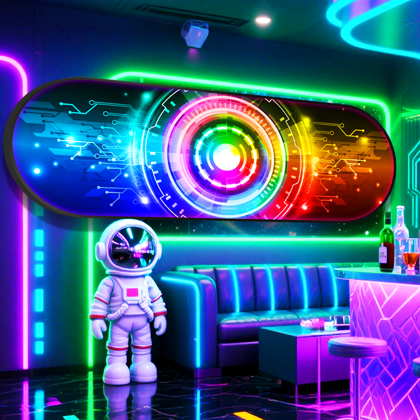 KTV装饰画小酒馆清吧氛围灯挂画科技感动态发光电竞房酒店网吧画