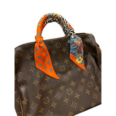 LVΒT老花绑包手柄小丝巾手提包配饰百搭领巾手腕巾头饰窄长飘带