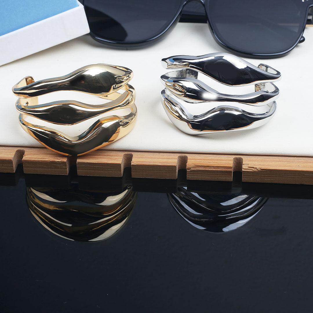 ZA NICHE GLOSSY THREE-LAYER IRREGULAR PERSONALITY OPENING COLD WIND HOLLOW WAVE BRACELET TWIST SENIOR BRACELET FEMALE