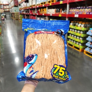 FISHO酱油风味鱼丝烧烤鱼条含鱼肉75%泰国进口小零食600g会员代购