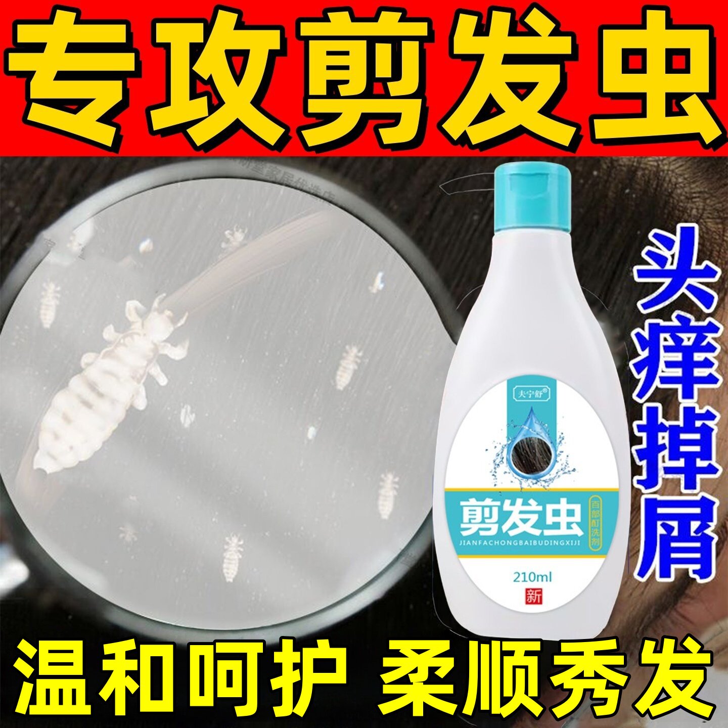 女童去剪发虫洗发水成人儿童除头螨卷发虫的药小白点专用液洗发露