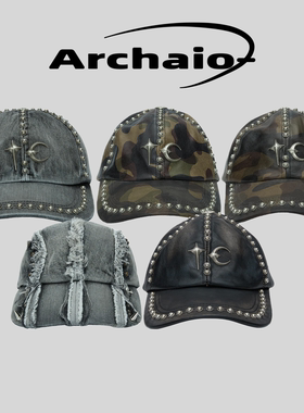 Thug Club 25fw 星月金属logo铆钉拼接皮质牛仔帆布鸭舌帽迷彩韩