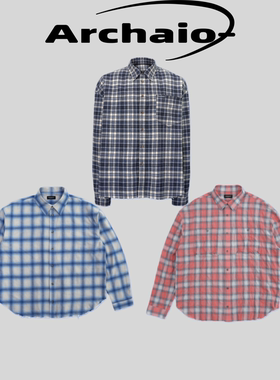 Far Archive 25ss 渐变褪色法兰绒格子衬衫外套毛边