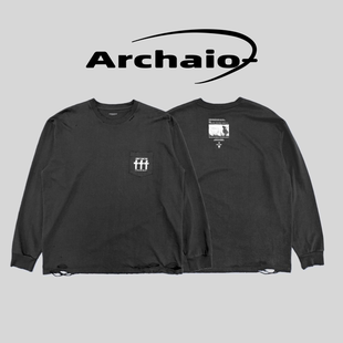 下摆破坏口袋印花水洗做旧长袖 24fw Archive Far