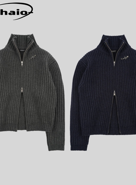 Far Archive 25fw 立领羊毛拉链毛衣针织开衫外套vibe金属logo韩