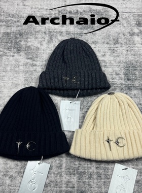 Thug Club 25fw 星月针织毛线冷帽 金属logo帽子保暖套头帽韩国