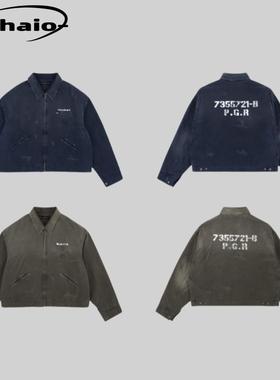 Grailz ProjectGR 24fw 做旧廓形工装夹克外套底特律短宽拉链外套