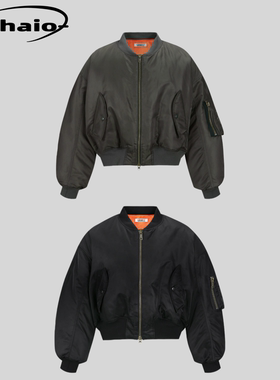 Grailz 25fw 做旧水洗廓形尼龙Bomber棉服外套飞行夹克 短宽版型