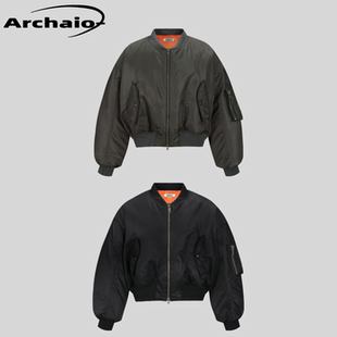 短宽版 做旧水洗廓形尼龙Bomber棉服外套飞行夹克 型 25fw Grailz