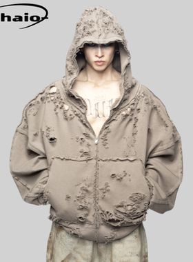 Latui Atelier 25ss 破坏糜烂拉链卫衣做旧外套 Rose朴彩英同款