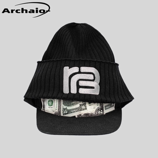 Racer Worldwide 25fw 假两件美元印花鸭舌帽冷帽针织帽二合一