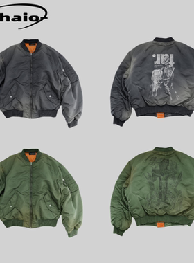 Far Archive 24fw 褪色做旧刺绣印花飞行夹克Bomber棉服外套韩国