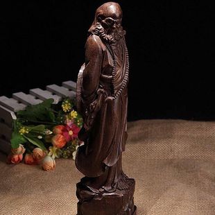 越南沉香木雕达摩祖师佛像手盘把件红木雕刻黑檀香工艺品桌面摆件