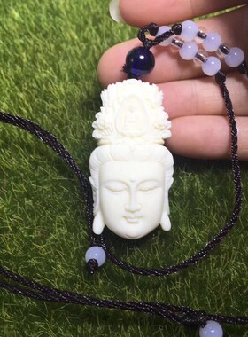 象牙果雕刻人物佛像星月菩提吊坠