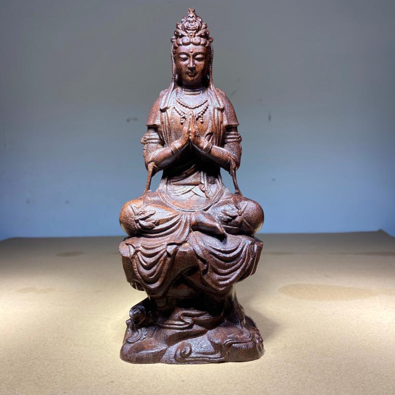 实木雕刻观音坐像家居摆件工艺品