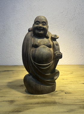 沉香木雕如意笑佛像摆件实木大肚弥勒佛家居客厅装饰红木工艺礼品